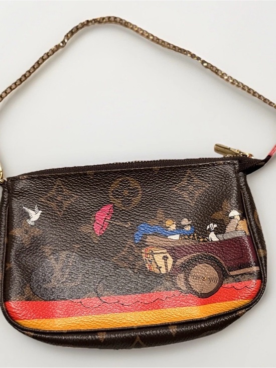 Louis Vuitton Handbags - Louis Vuitton Brown Monogram Canvas Mini Pochette with Colorful Car Print